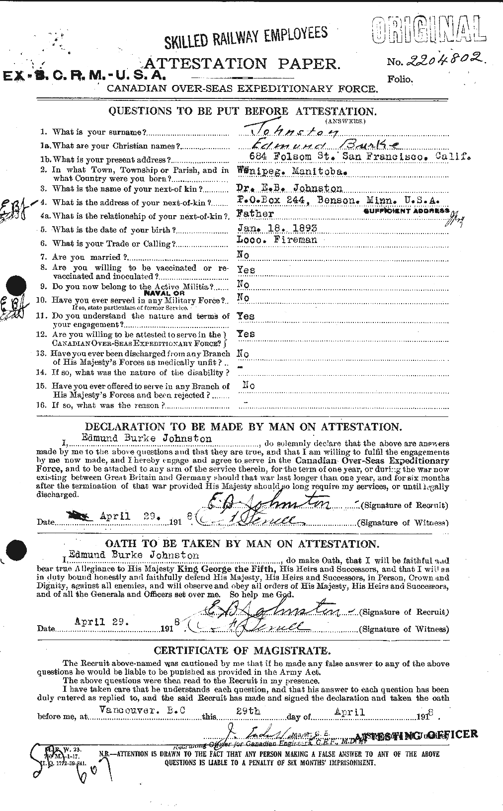 Personnel Records of the First World War - CEF 423208a