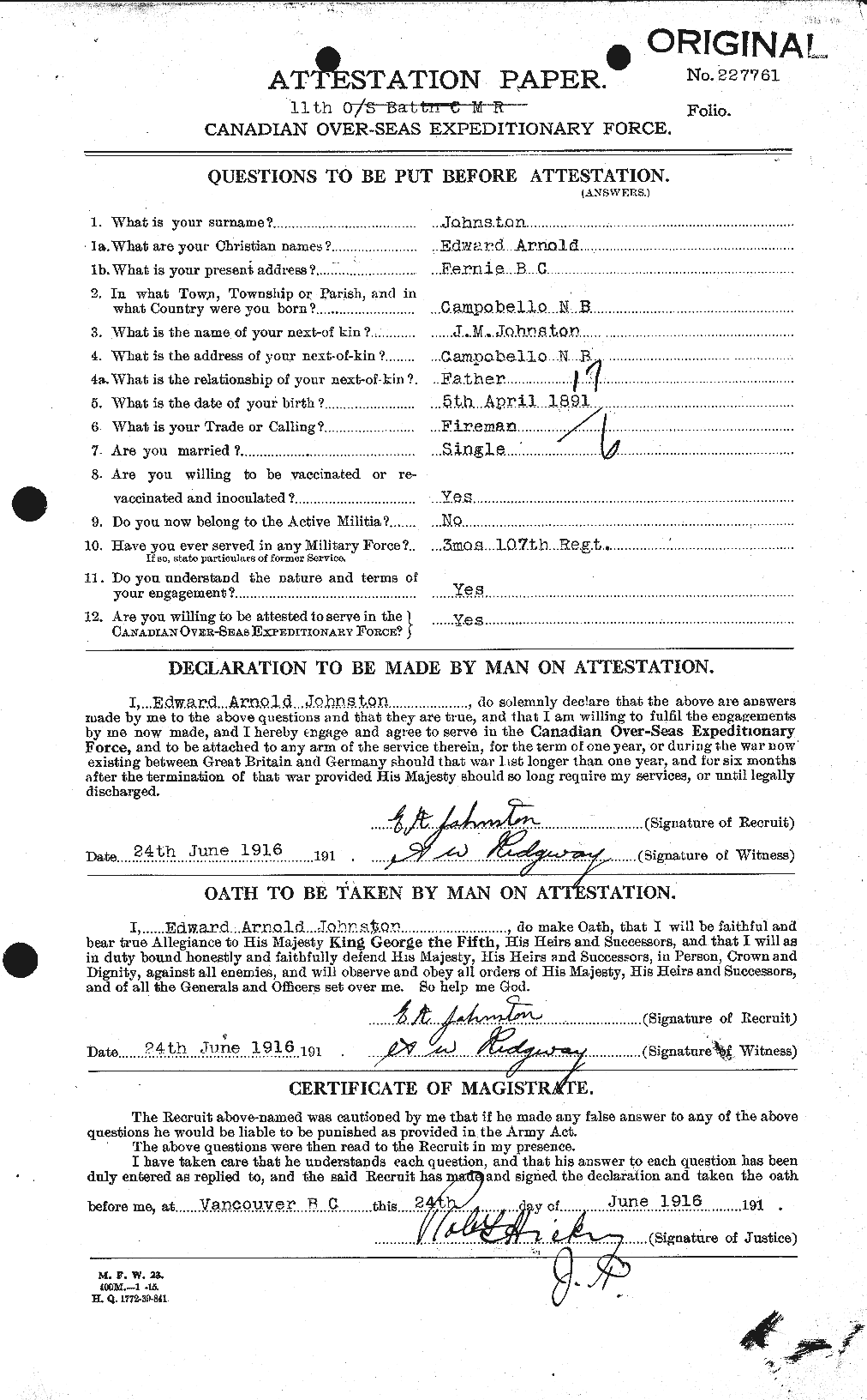 Personnel Records of the First World War - CEF 423224a