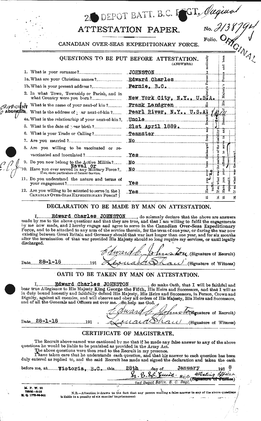 Personnel Records of the First World War - CEF 423225a