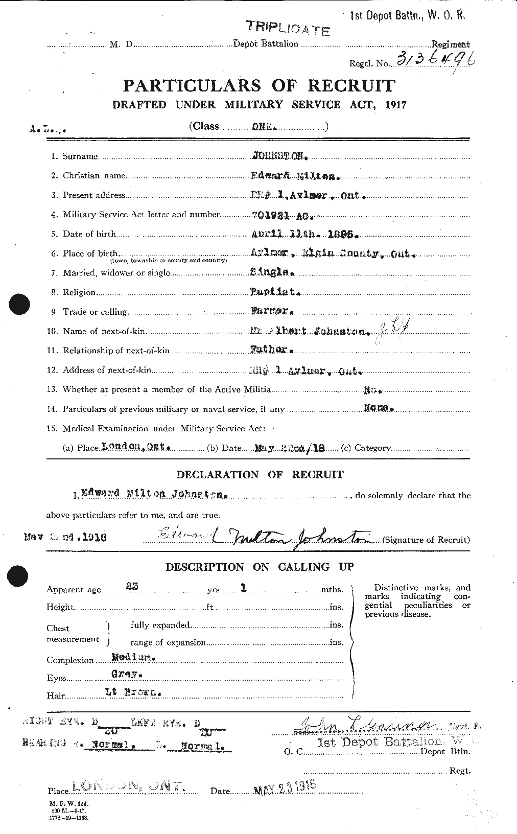 Personnel Records of the First World War - CEF 423232a