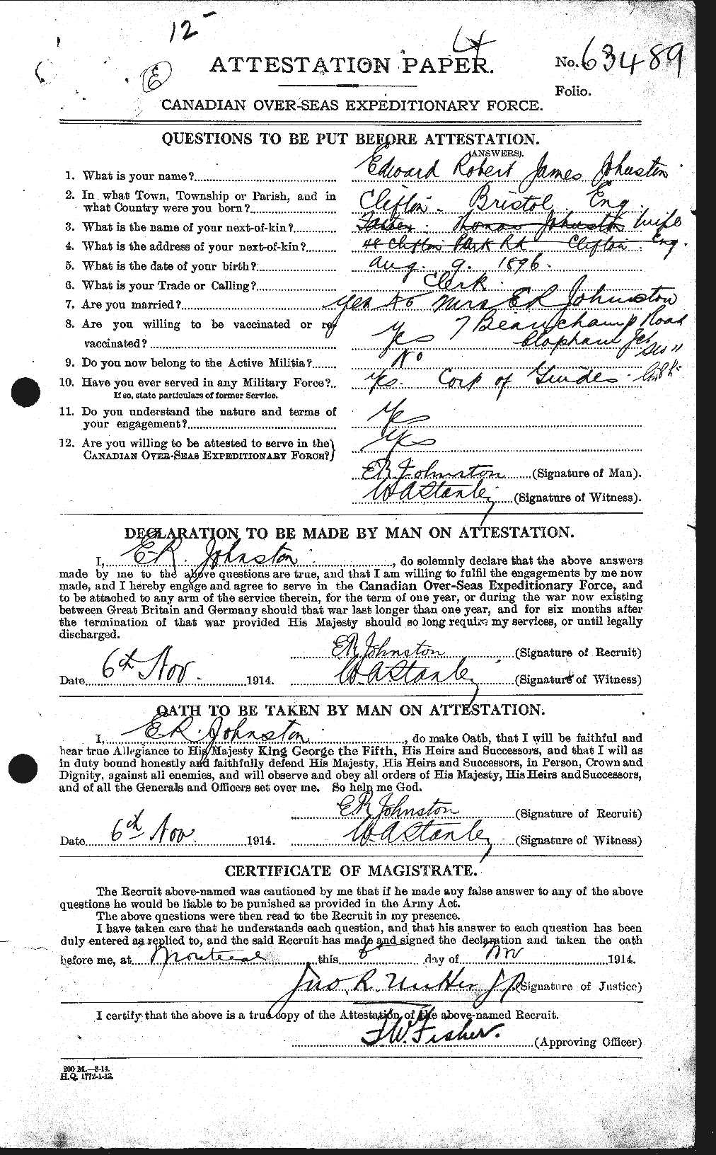 Personnel Records of the First World War - CEF 423234a