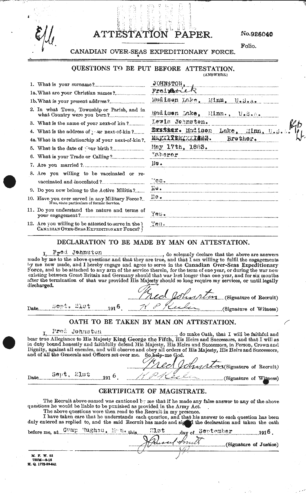 Personnel Records of the First World War - CEF 423292a