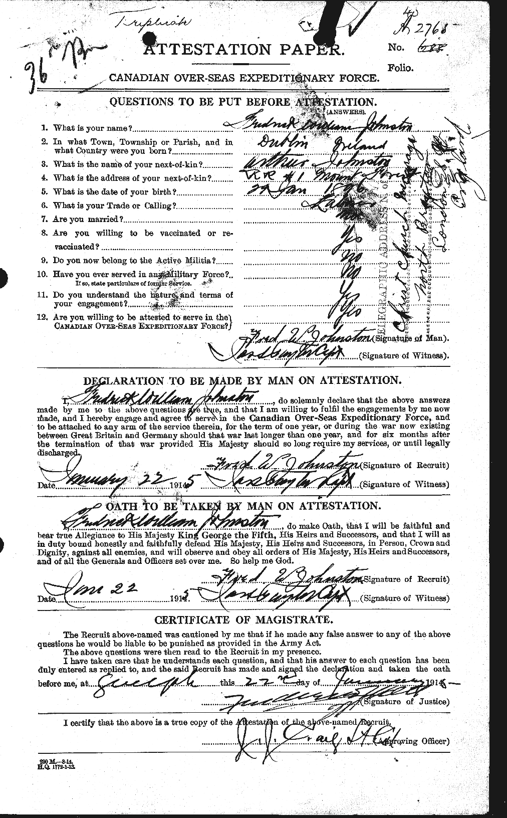 Personnel Records of the First World War - CEF 423308a