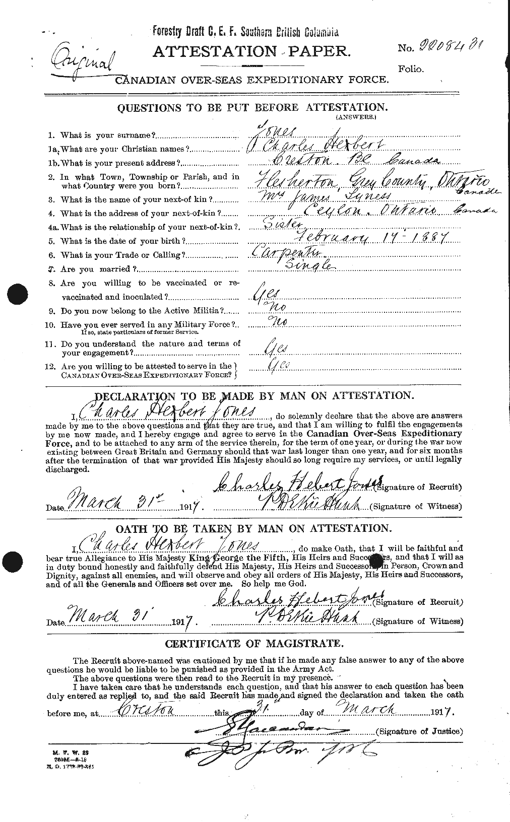 Personnel Records of the First World War - CEF 423846a