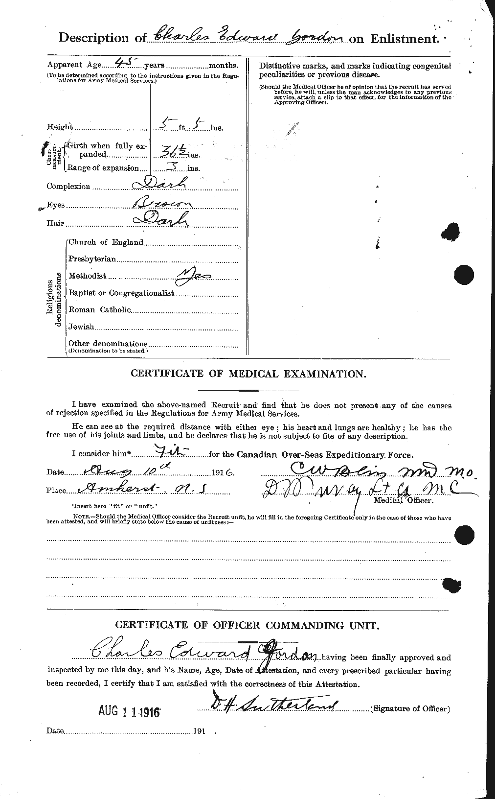 Dossiers du Personnel de la Première Guerre mondiale - CEC 424265b
