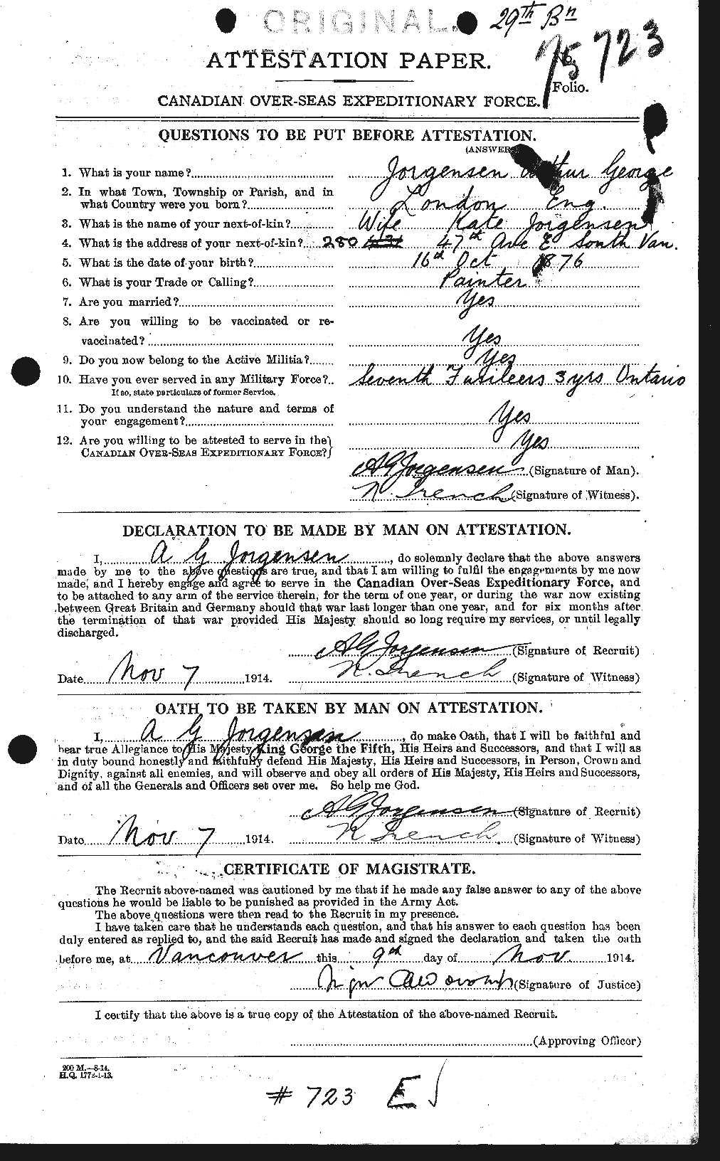 Dossiers du Personnel de la Première Guerre mondiale - CEC 424531a