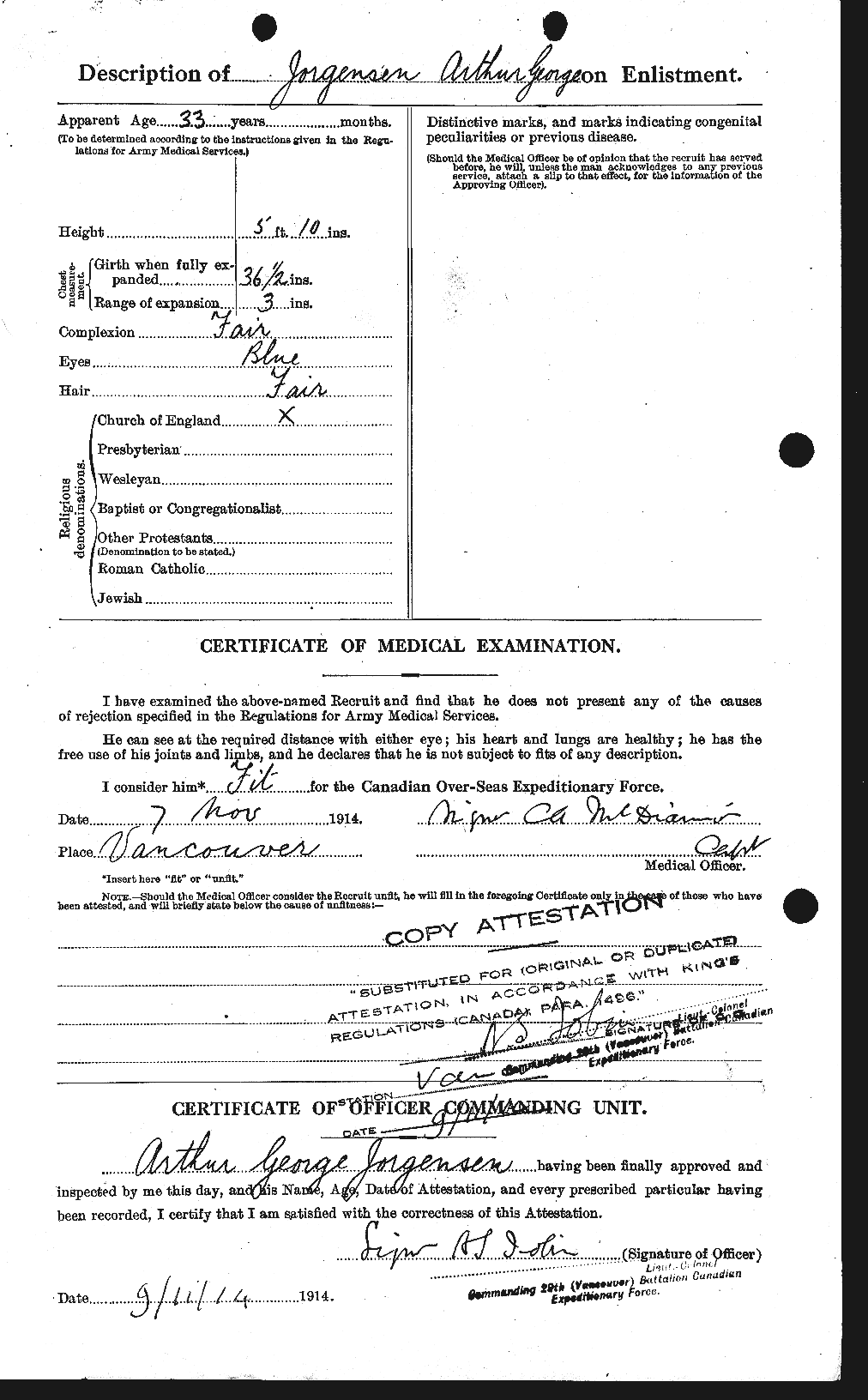 Dossiers du Personnel de la Première Guerre mondiale - CEC 424531b