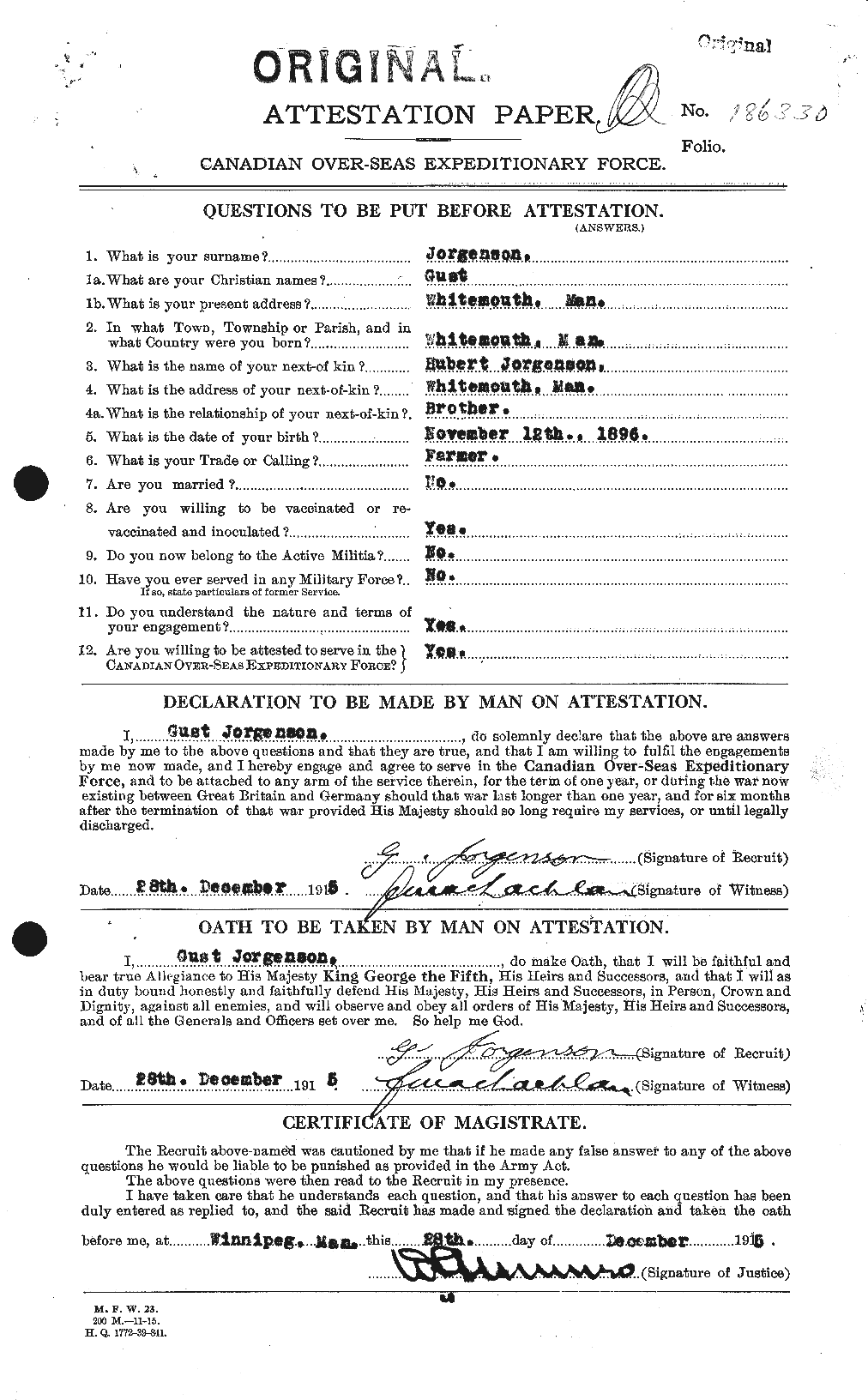 Personnel Records of the First World War - CEF 424561a