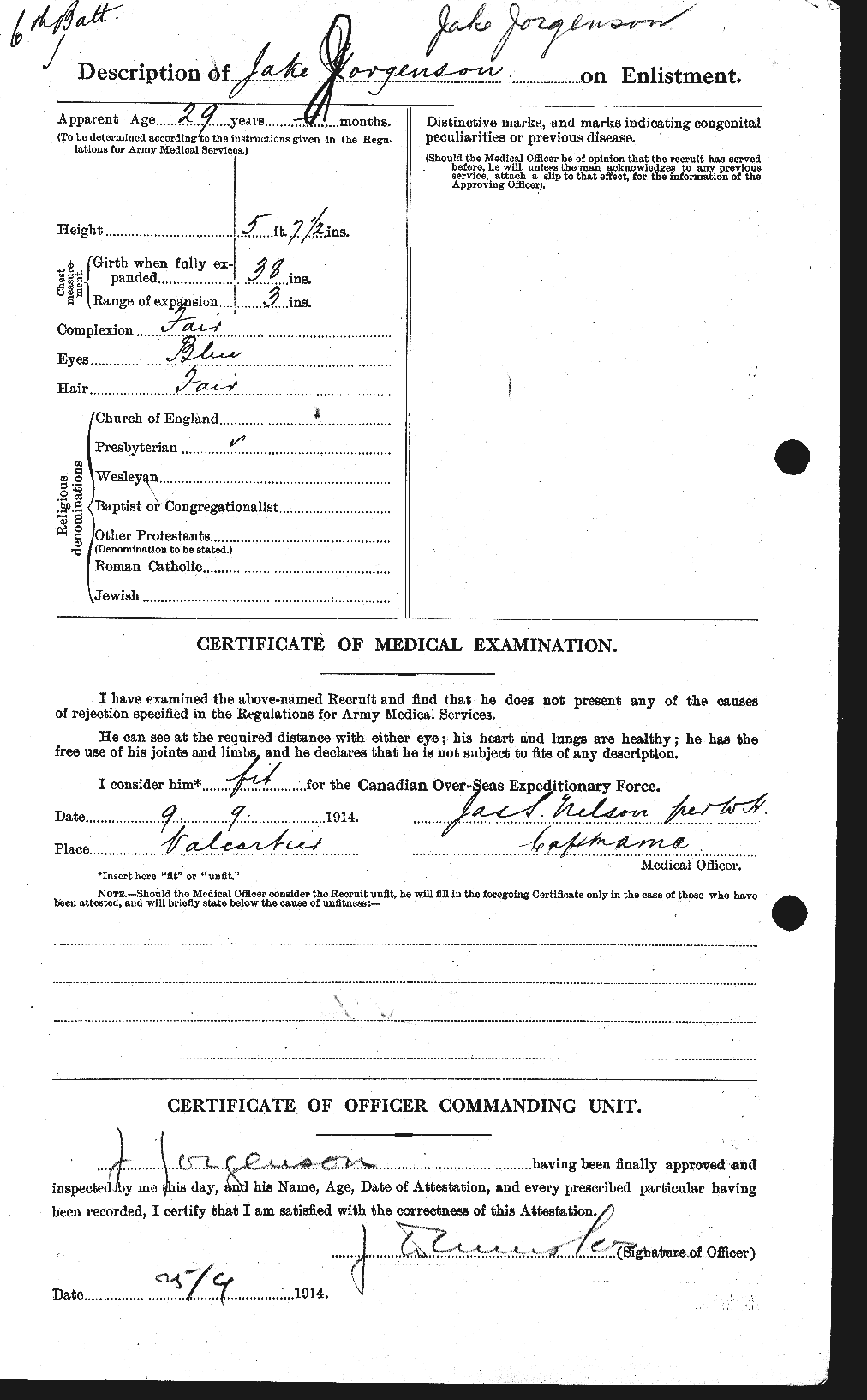 Dossiers du Personnel de la Première Guerre mondiale - CEC 424563b