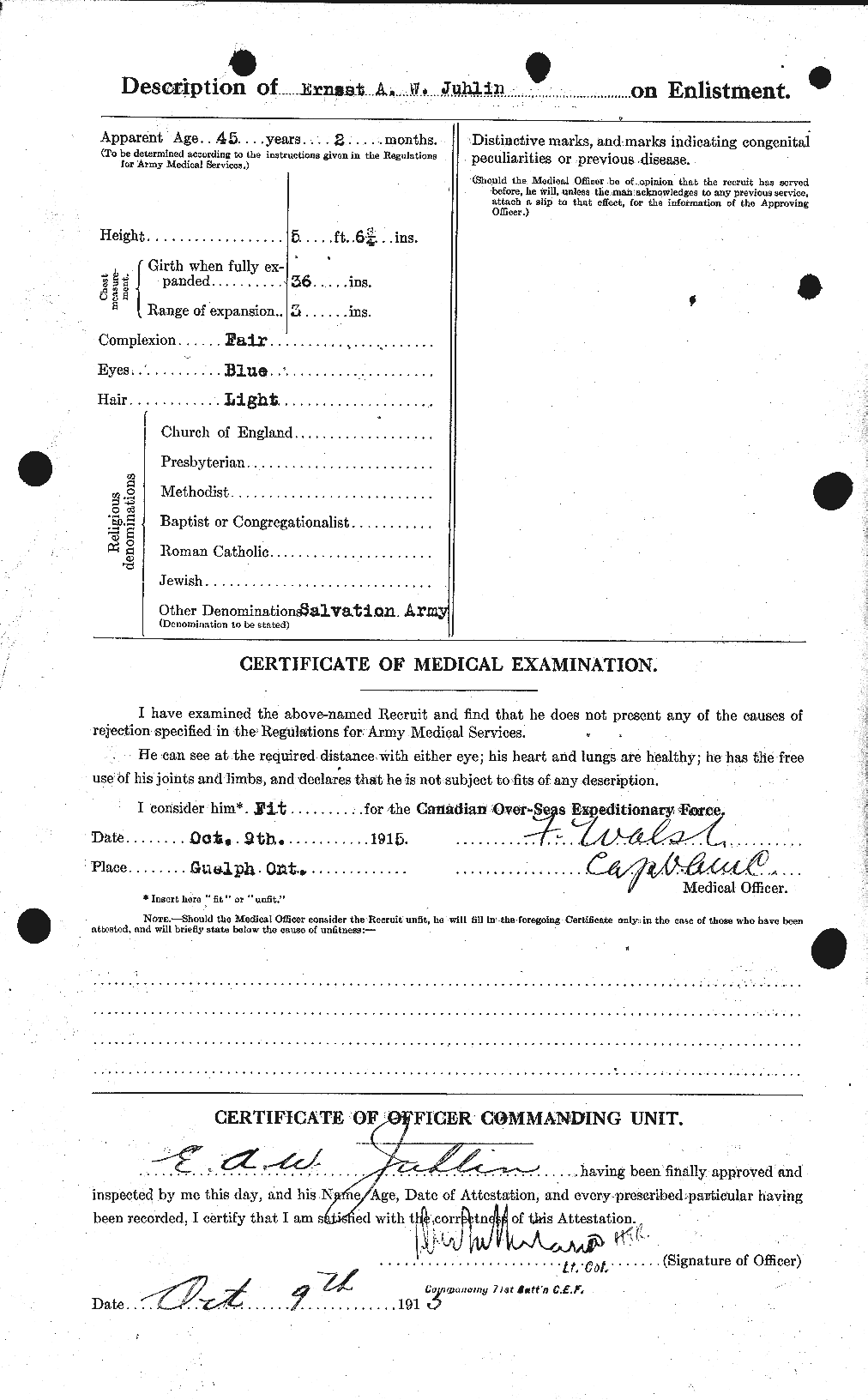 Dossiers du Personnel de la Première Guerre mondiale - CEC 425098b