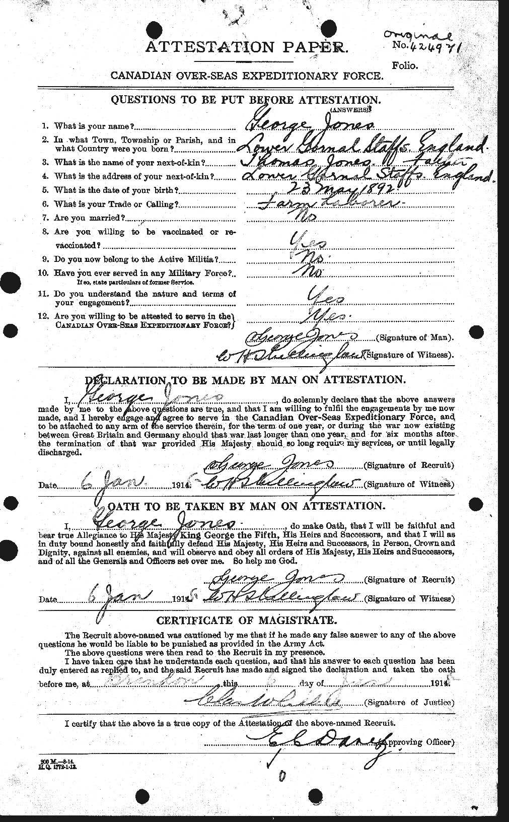Personnel Records of the First World War - CEF 425198a