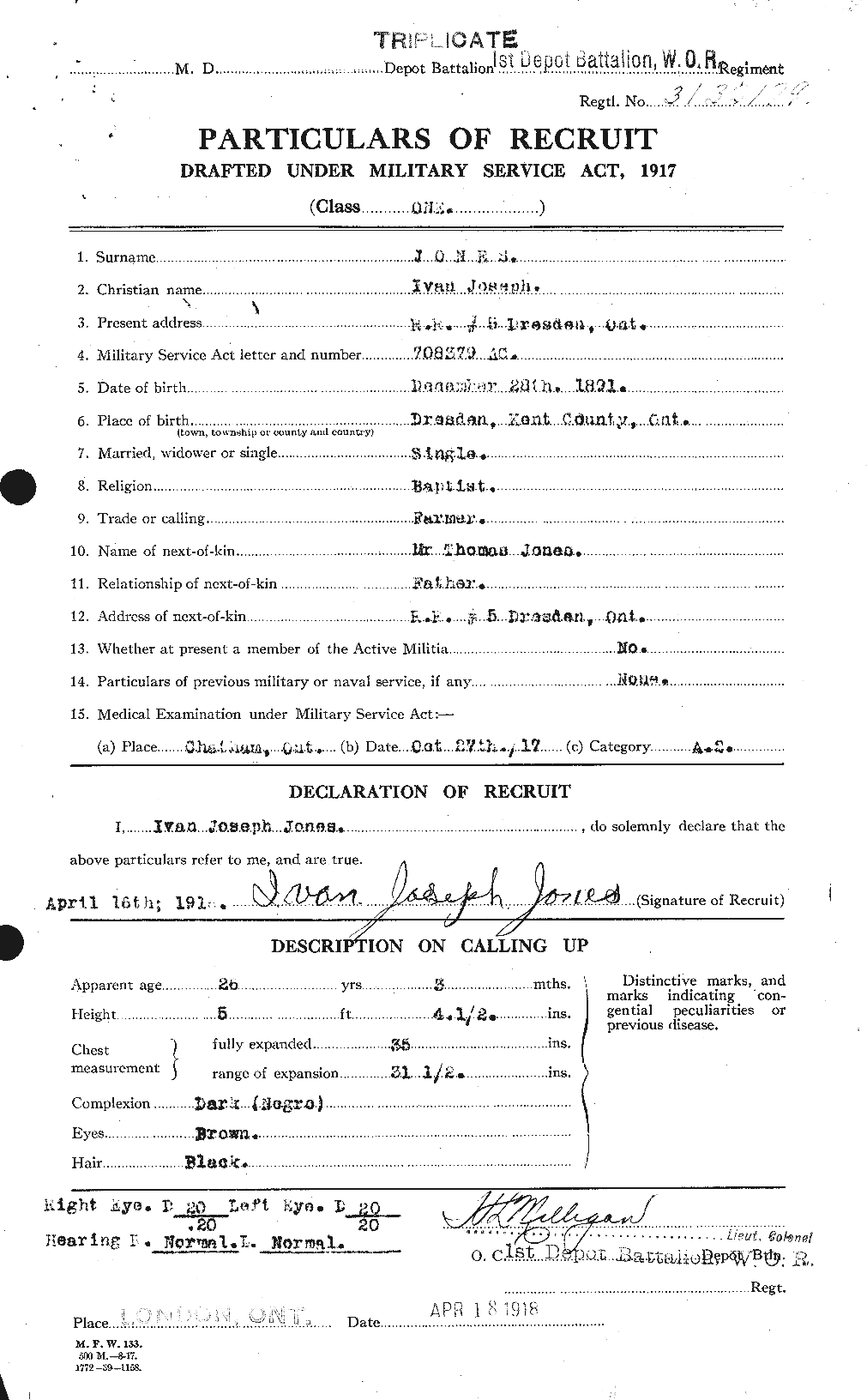 Dossiers du Personnel de la Première Guerre mondiale - CEC 425553a