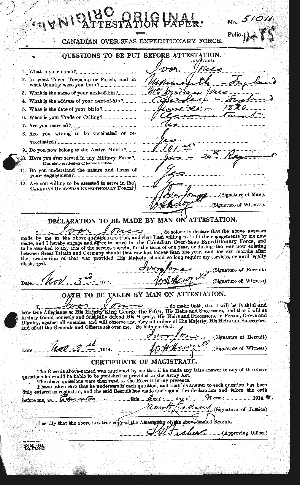 Personnel Records of the First World War - CEF 425555a