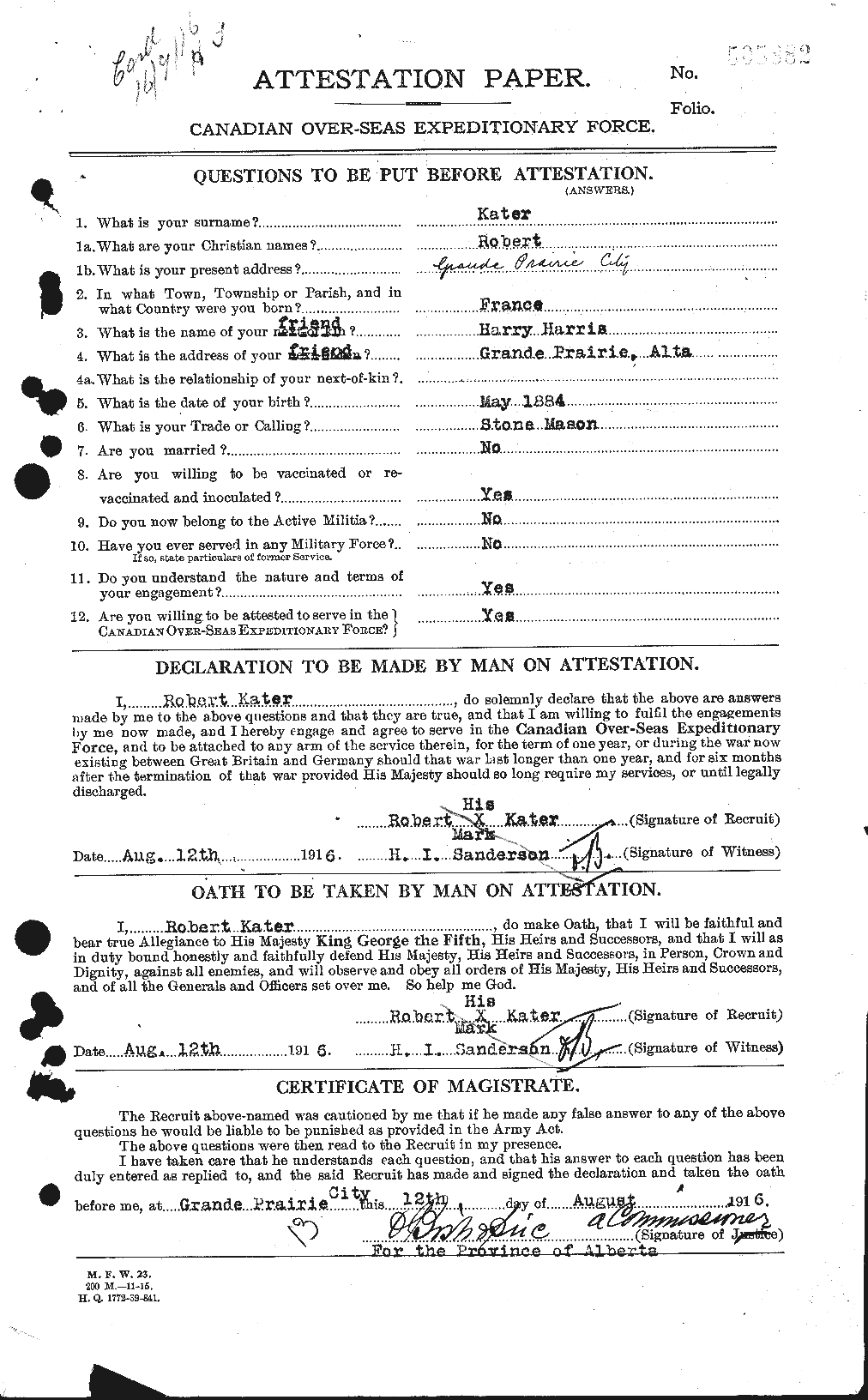 Personnel Records of the First World War - CEF 425702a