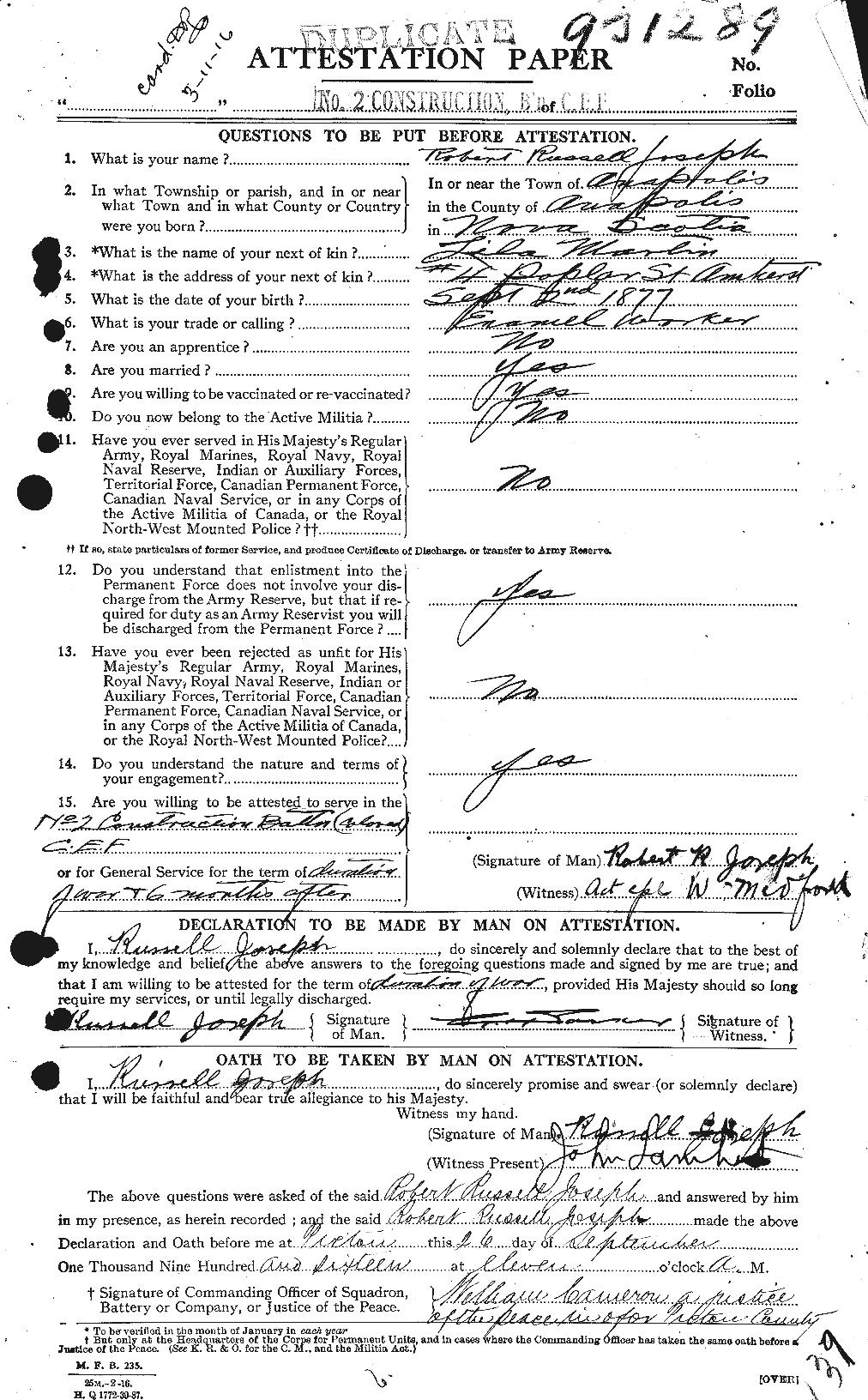 Personnel Records of the First World War - CEF 426128a