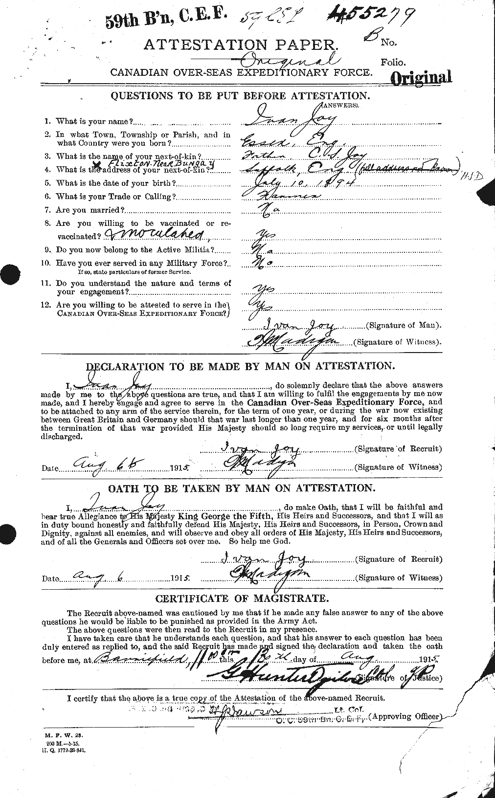 Personnel Records of the First World War - CEF 426375a