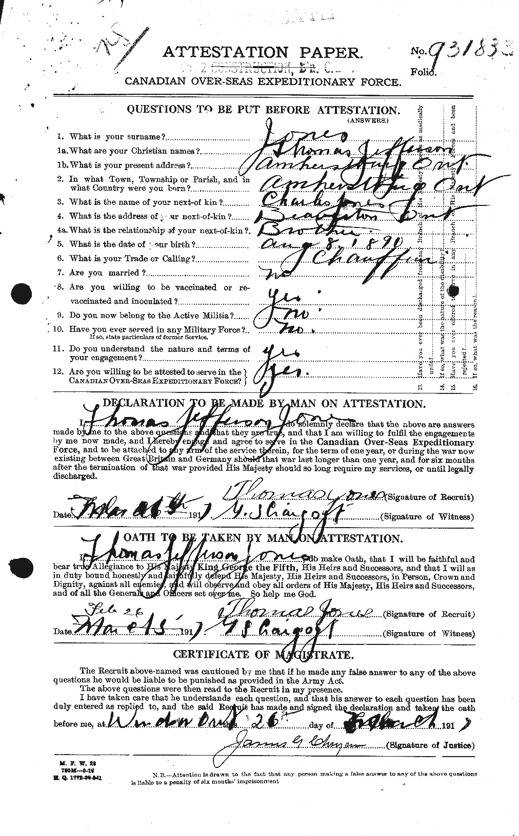 Personnel Records of the First World War - CEF 426665a