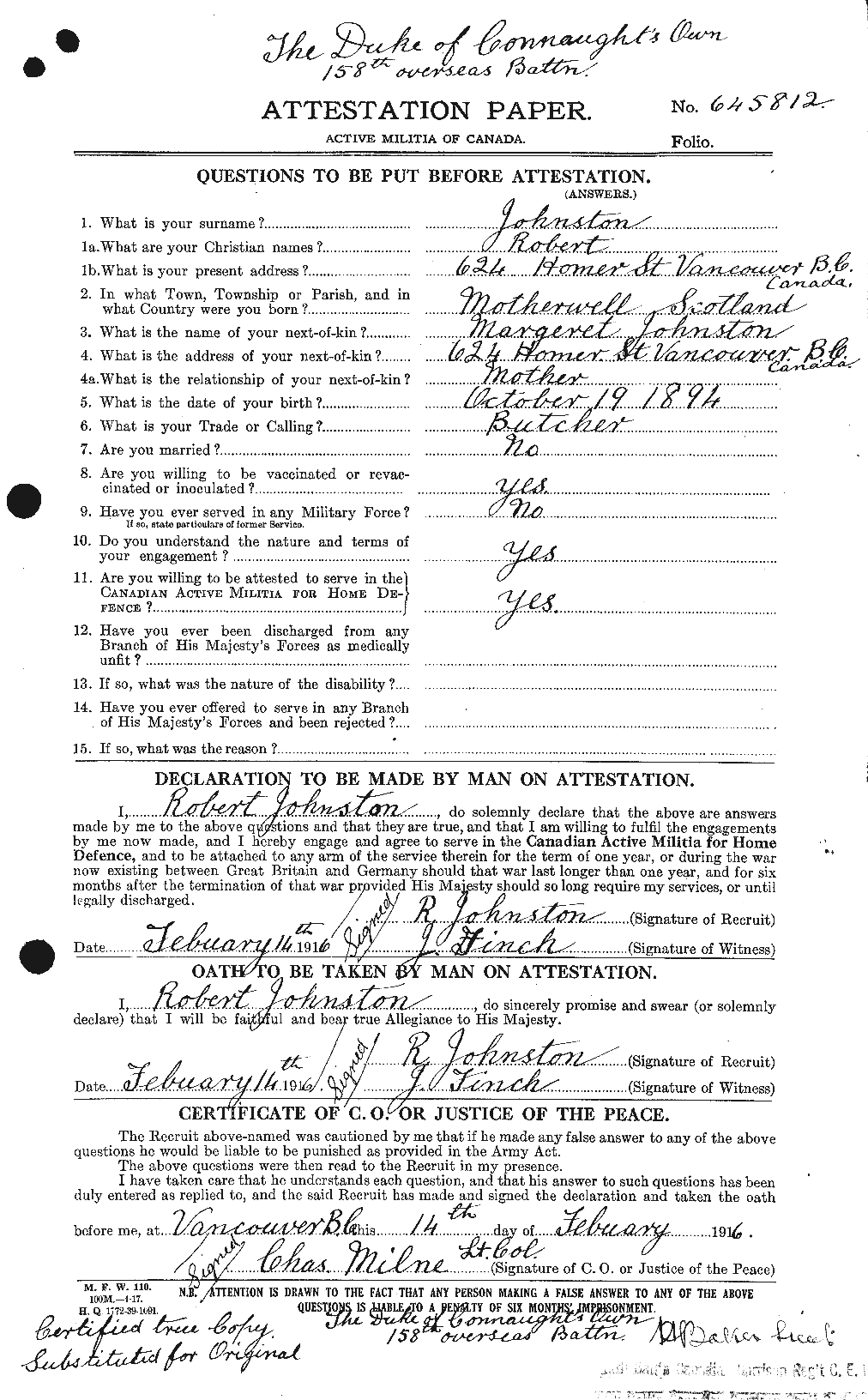 Personnel Records of the First World War - CEF 426989a