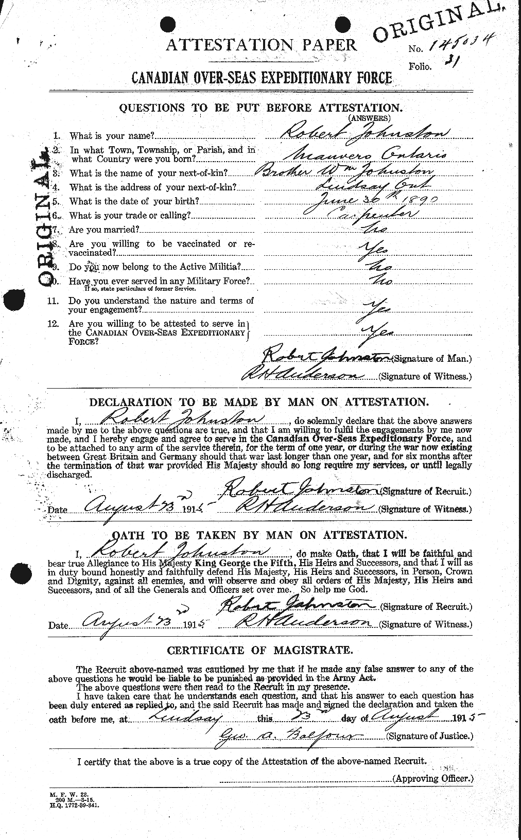 Personnel Records of the First World War - CEF 426992a