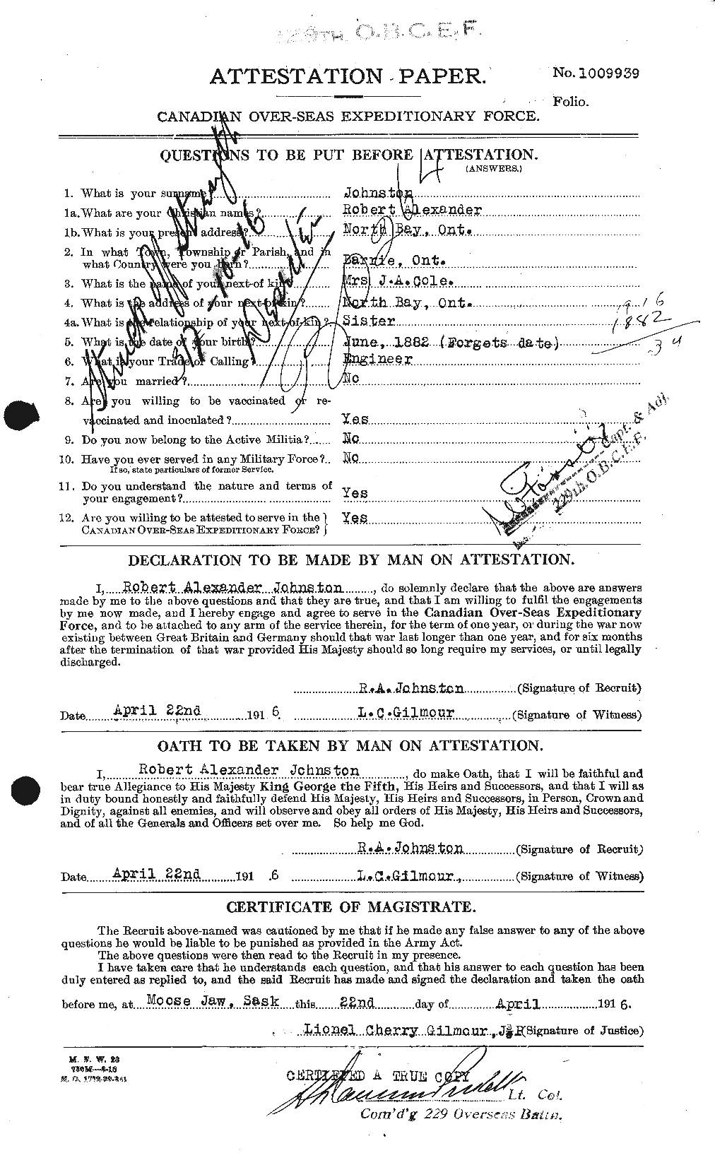 Personnel Records of the First World War - CEF 427000a