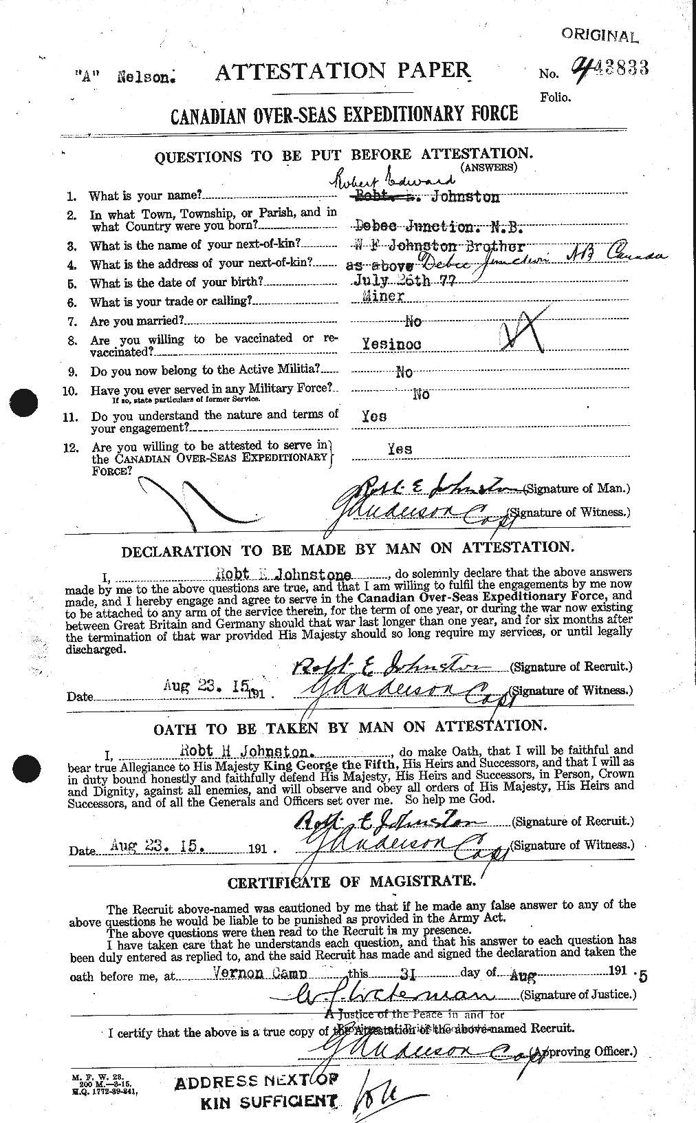 Personnel Records of the First World War - CEF 427013a