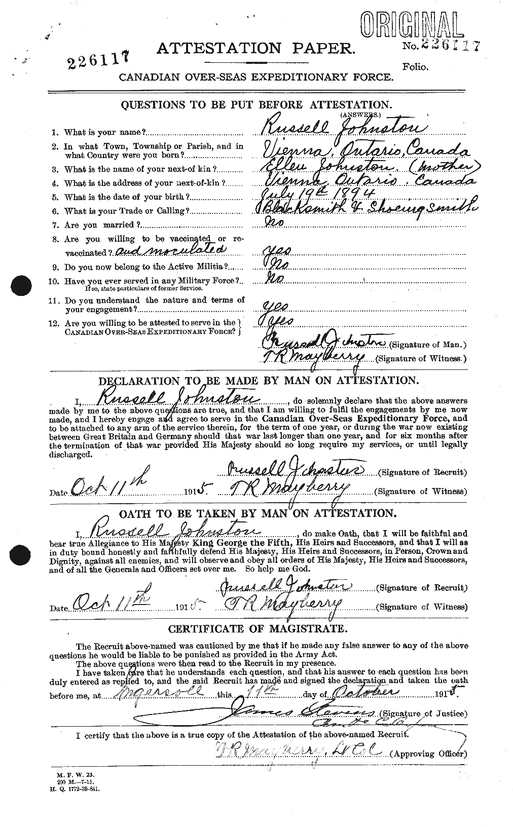 Personnel Records of the First World War - CEF 427071a