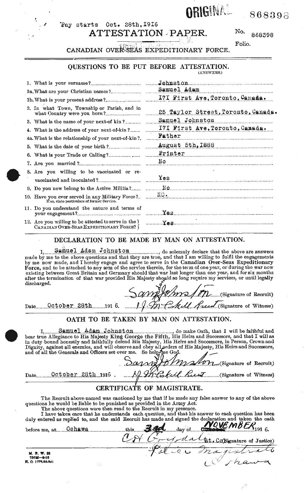 Personnel Records of the First World War - CEF 427084a
