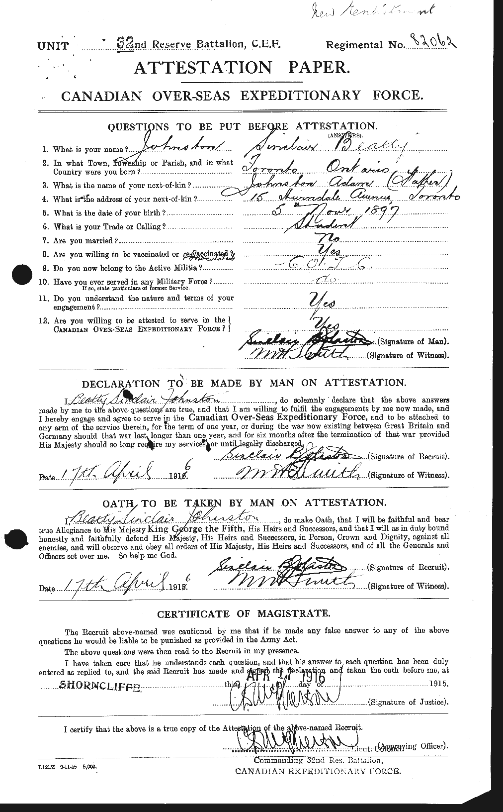Personnel Records of the First World War - CEF 427096a