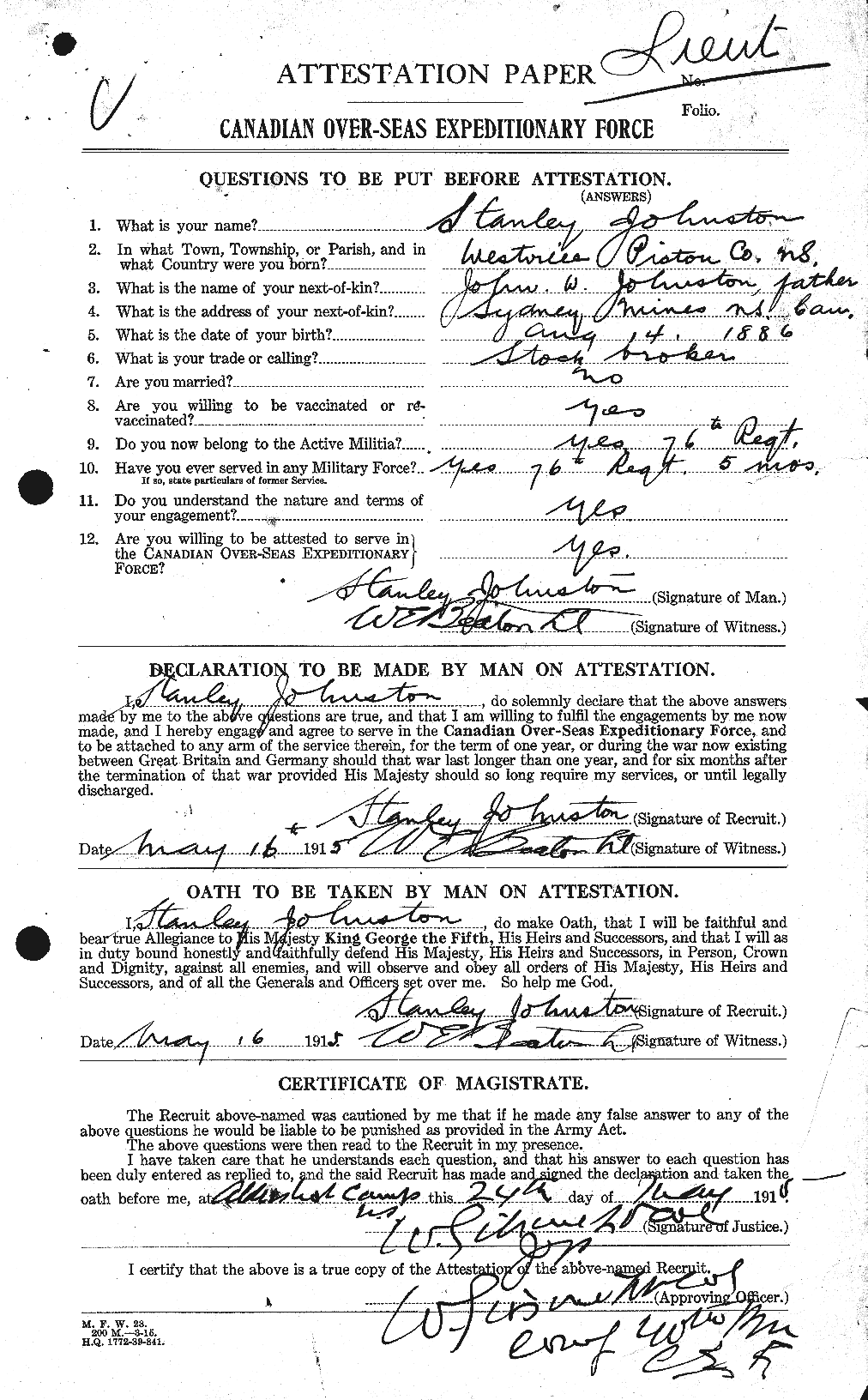 Personnel Records of the First World War - CEF 427100a