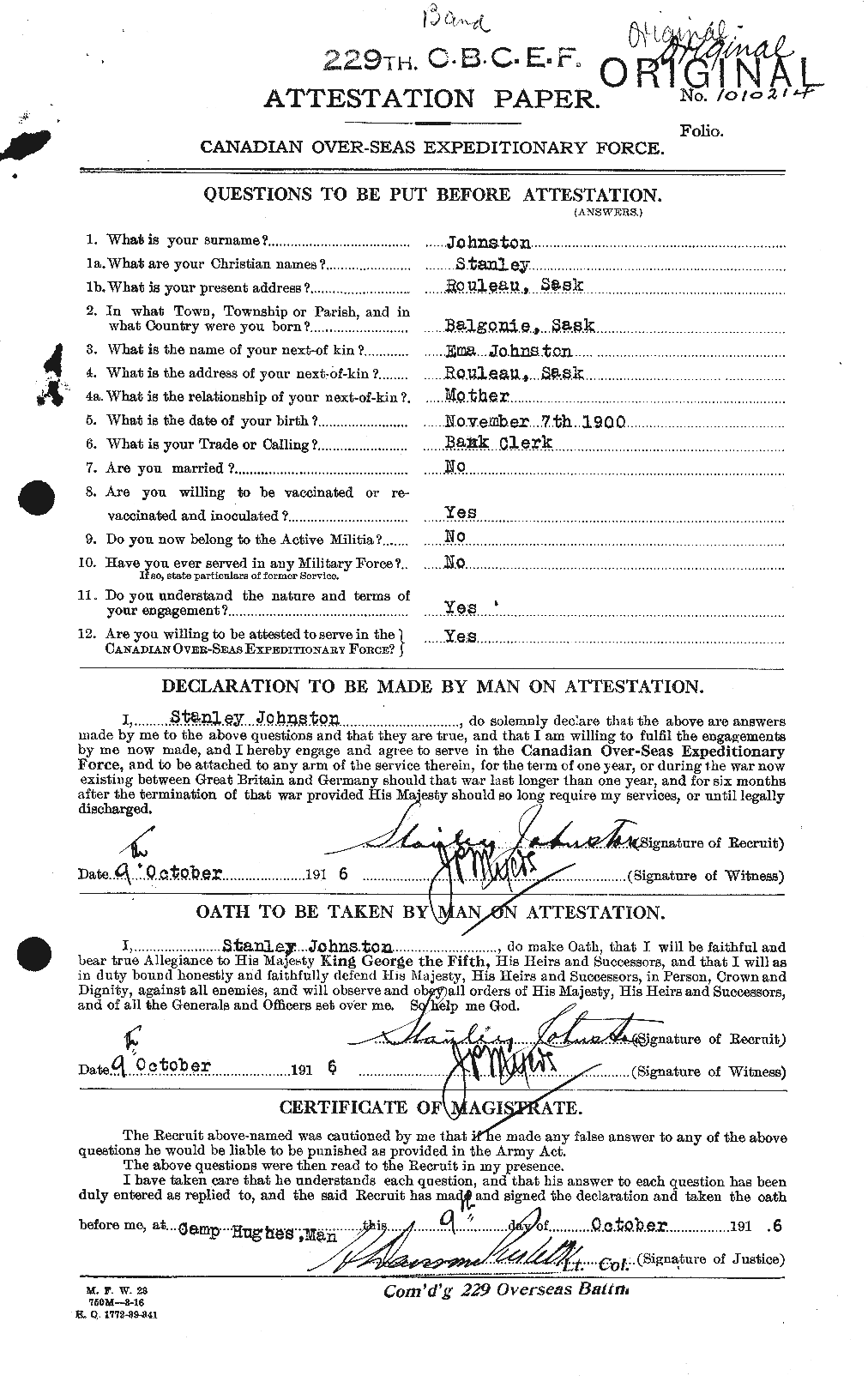Personnel Records of the First World War - CEF 427101a