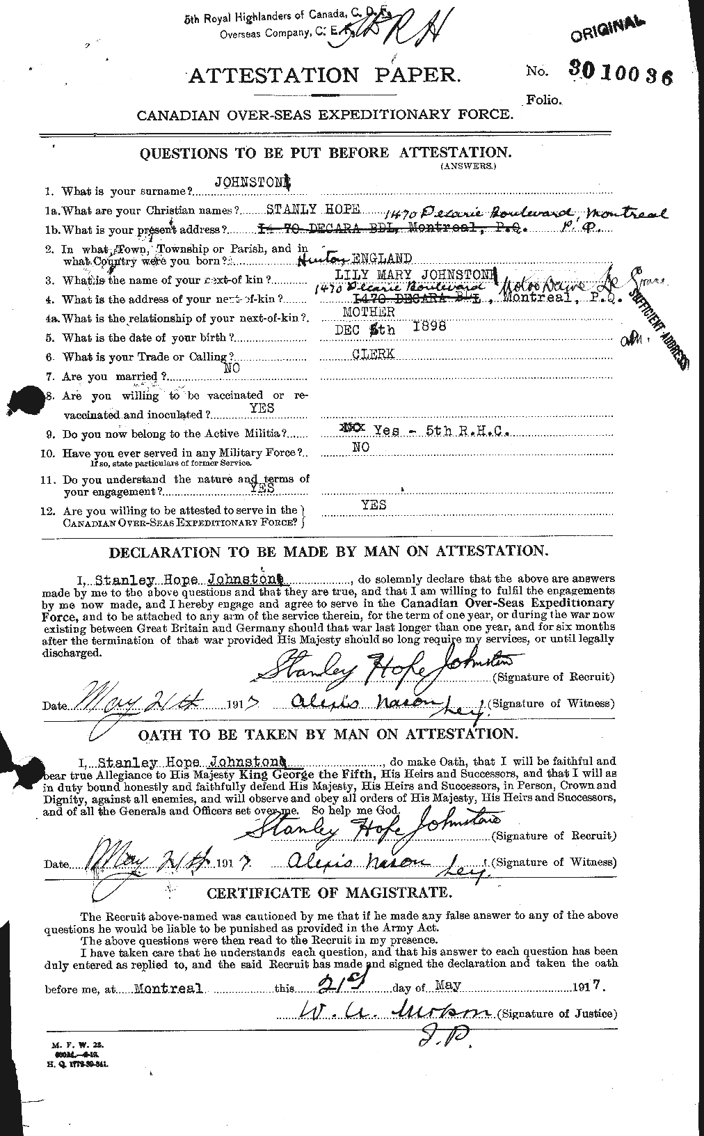 Personnel Records of the First World War - CEF 427103a