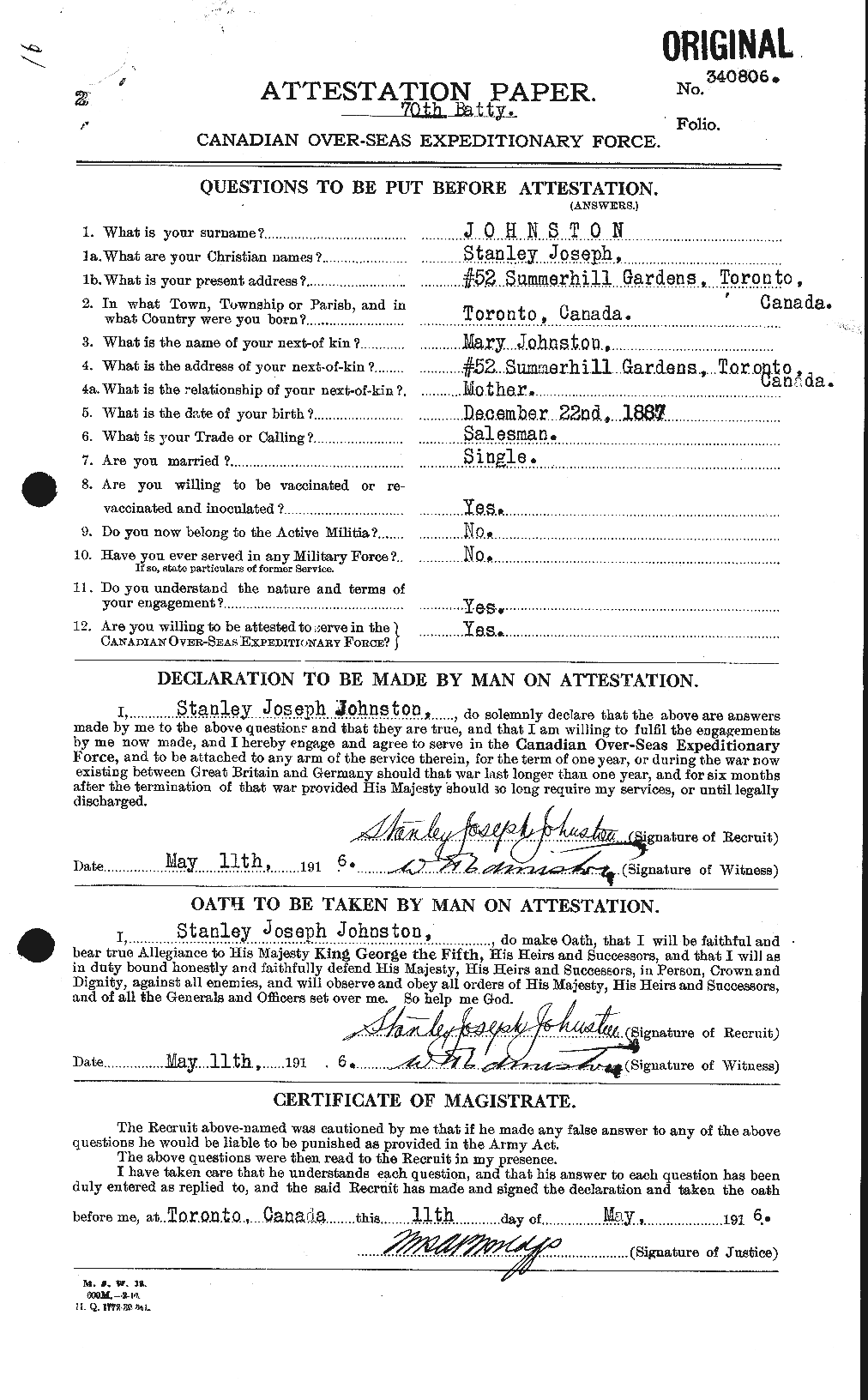 Personnel Records of the First World War - CEF 427105a