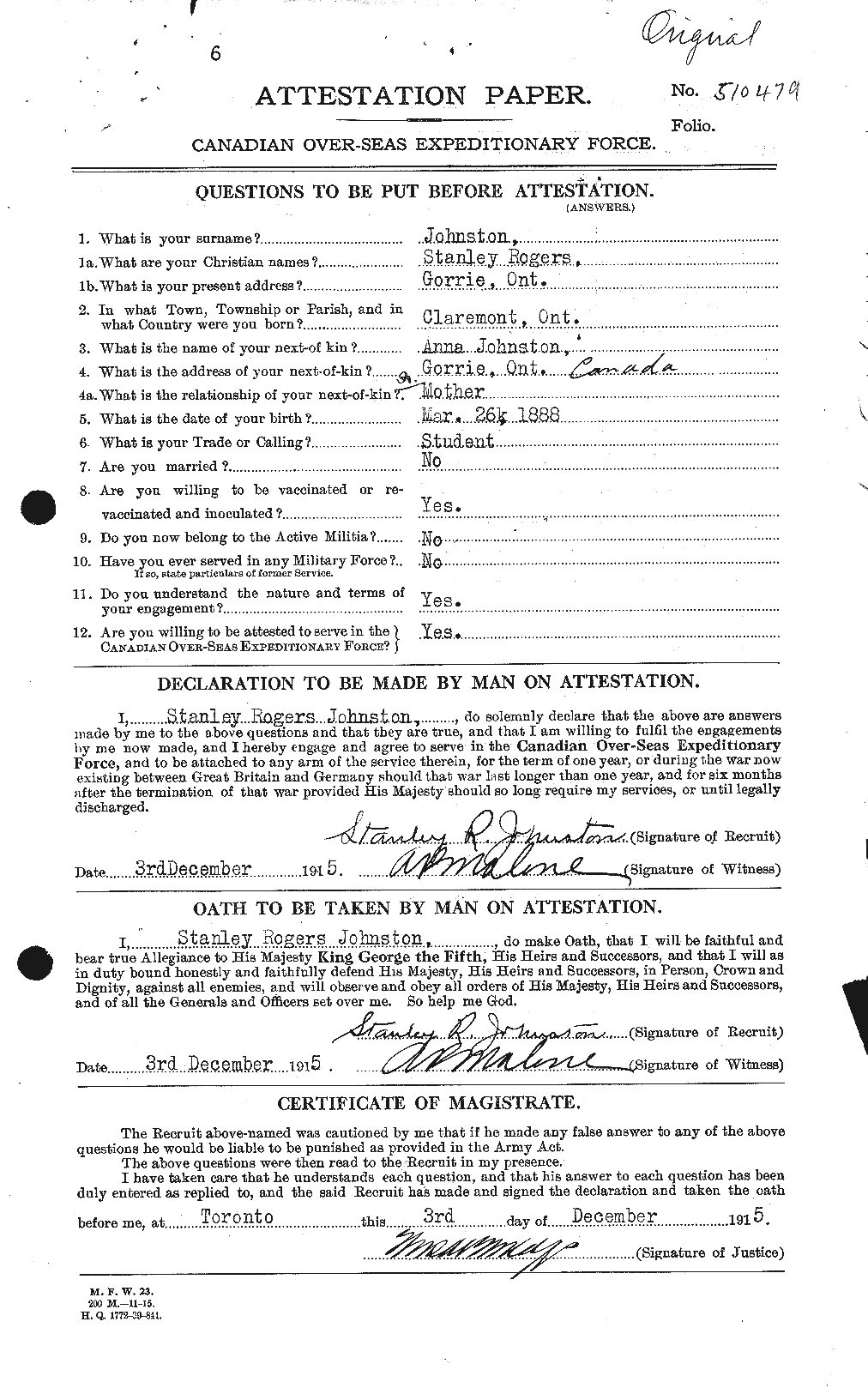 Personnel Records of the First World War - CEF 427107a