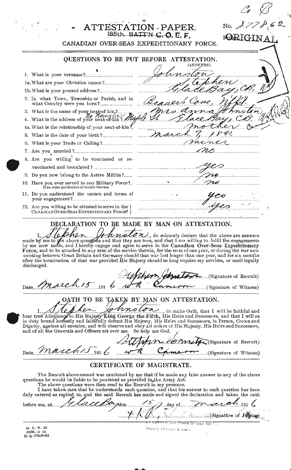 Personnel Records of the First World War - CEF 427109a