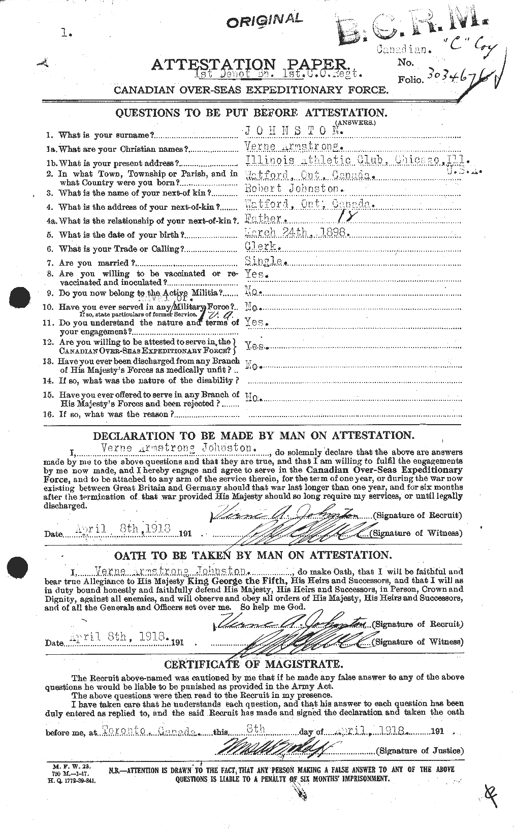 Personnel Records of the First World War - CEF 427186a