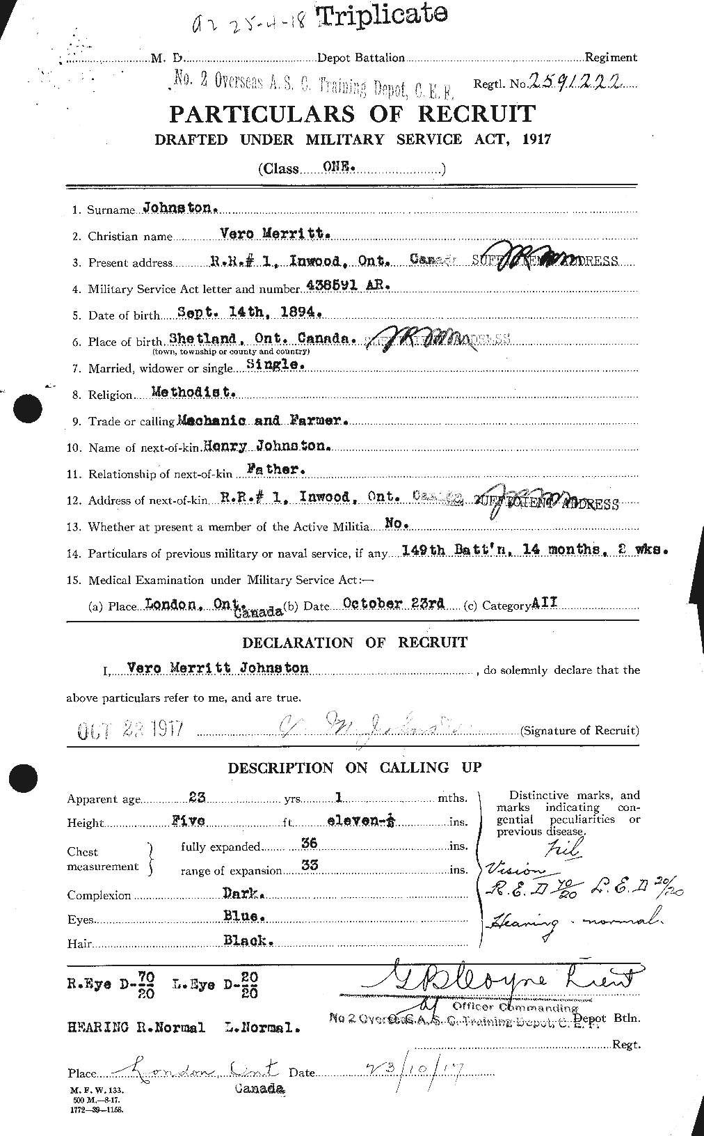 Personnel Records of the First World War - CEF 427189a