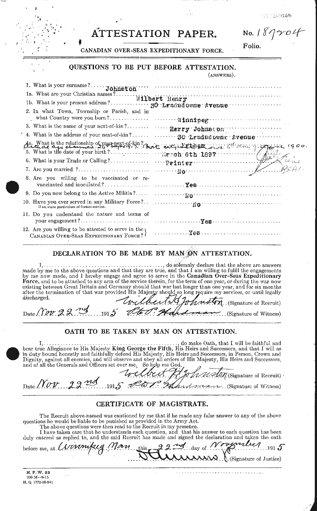 Personnel Records of the First World War - CEF 427217a