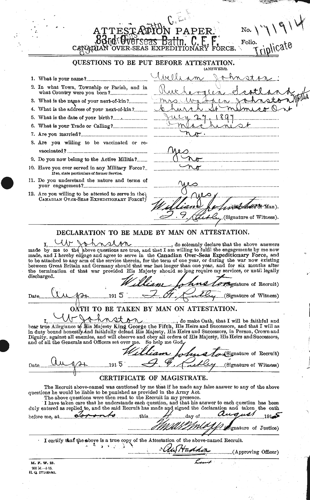 Personnel Records of the First World War - CEF 427275a