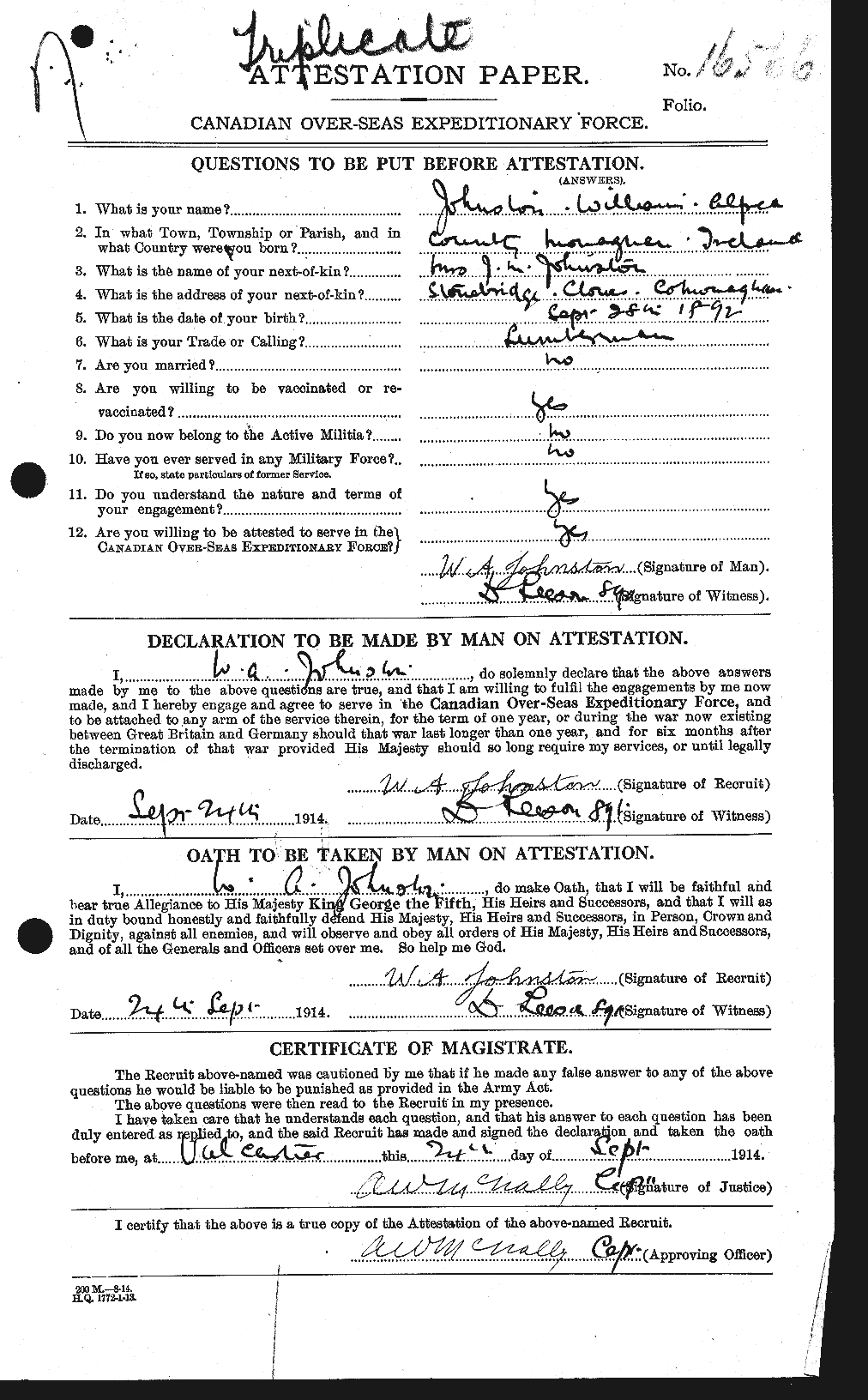 Personnel Records of the First World War - CEF 427294a