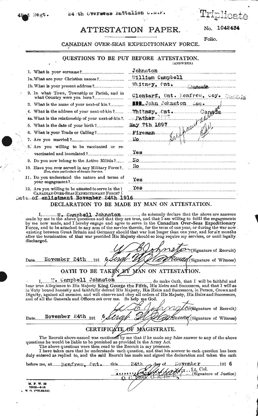 Personnel Records of the First World War - CEF 427307a