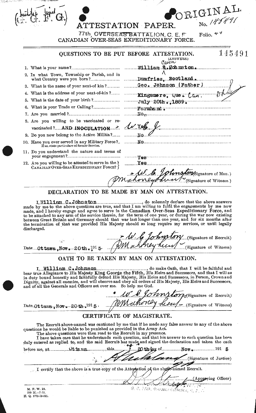 Personnel Records of the First World War - CEF 427308a