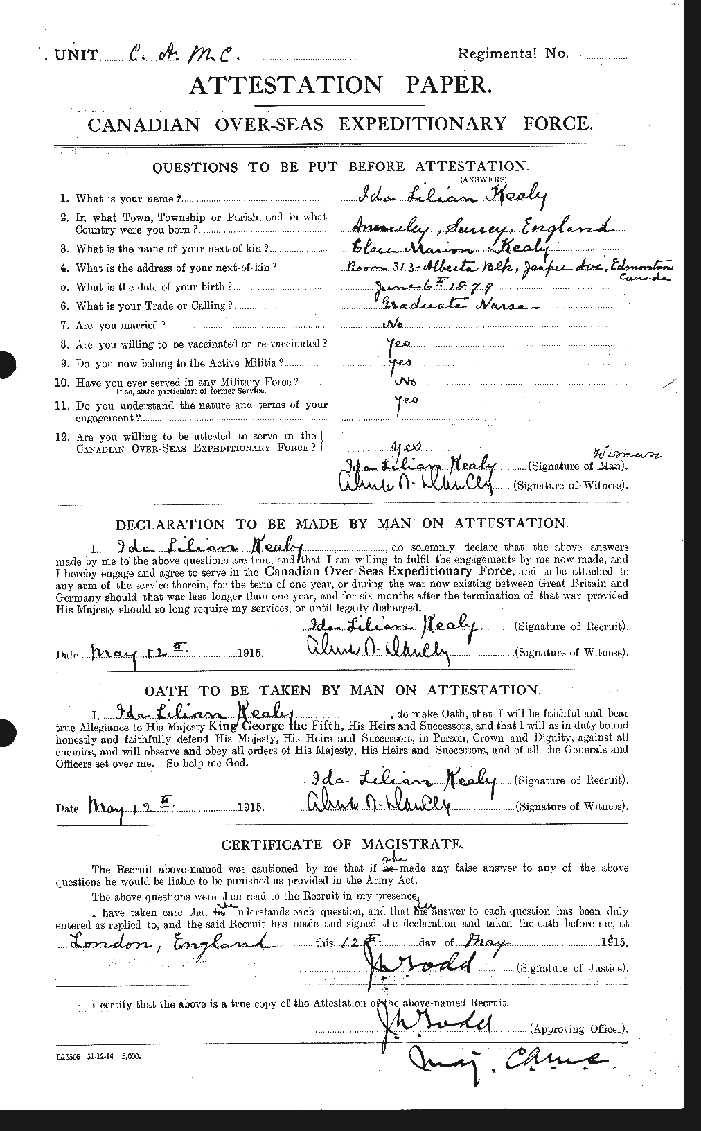 Personnel Records of the First World War - CEF 427910a