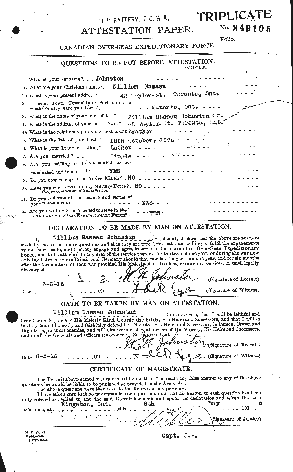 Personnel Records of the First World War - CEF 429607a