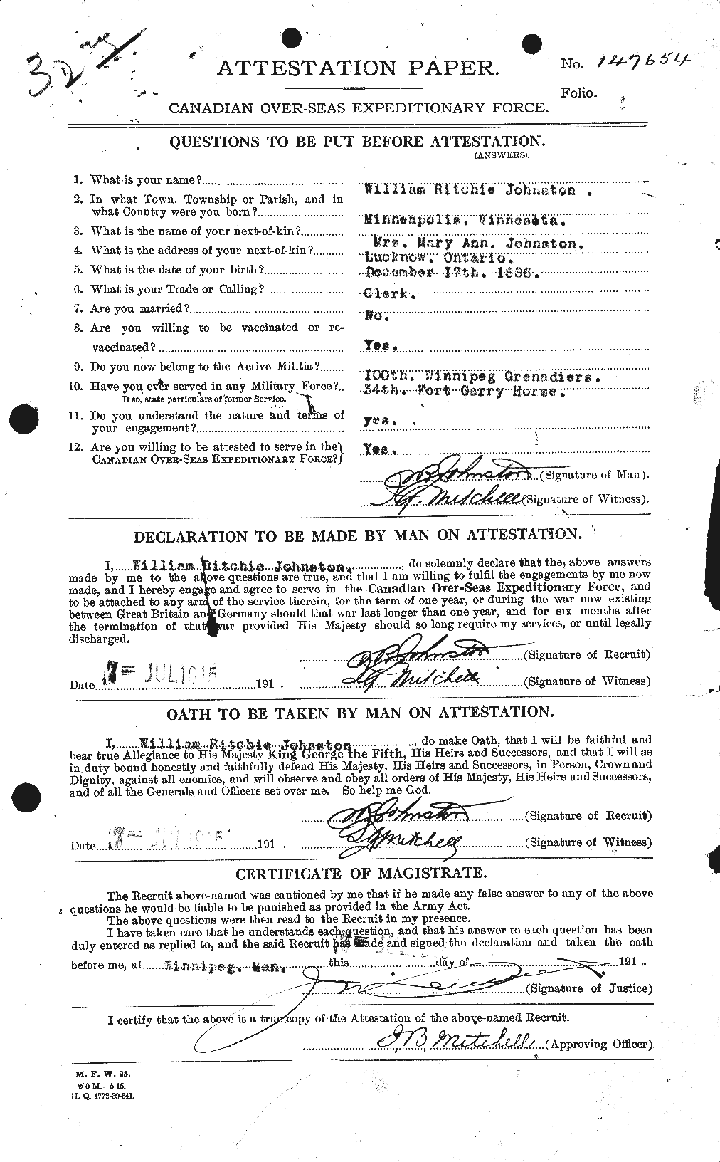 Personnel Records of the First World War - CEF 429611a