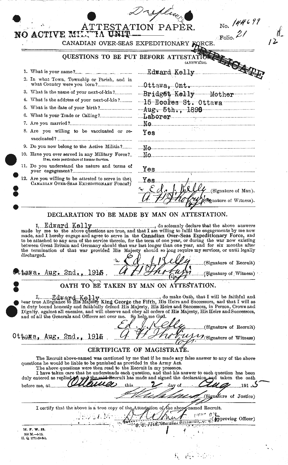 Personnel Records of the First World War - CEF 431334a
