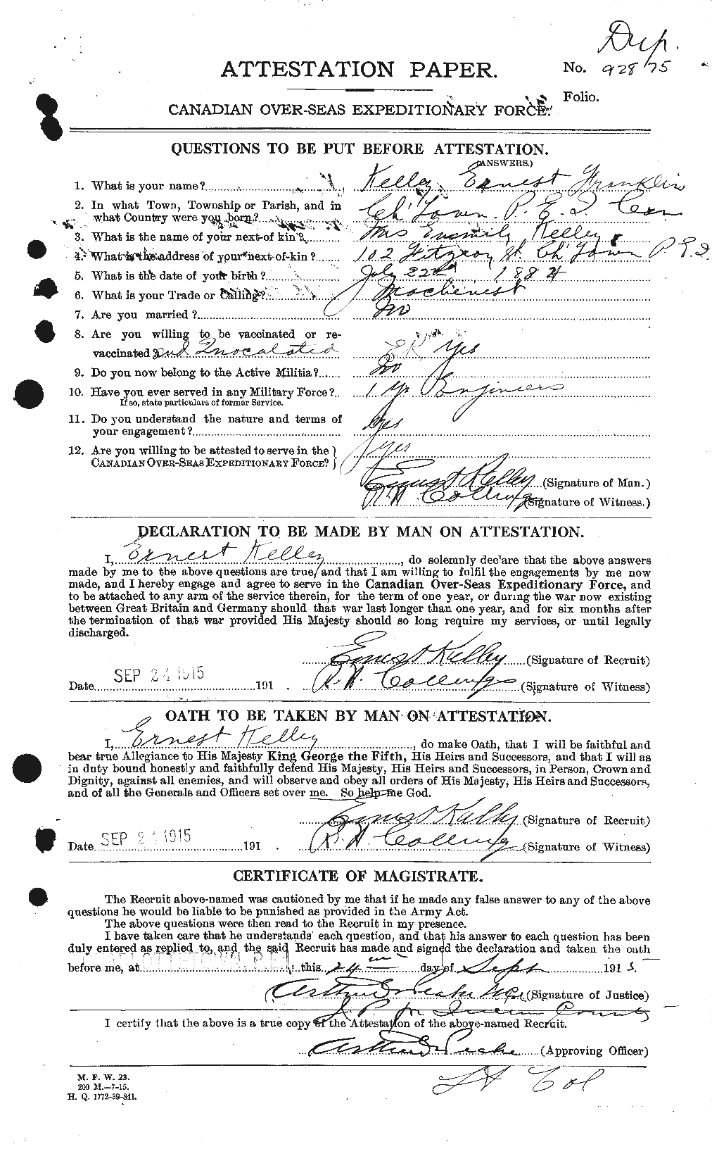 Personnel Records of the First World War - CEF 431363a