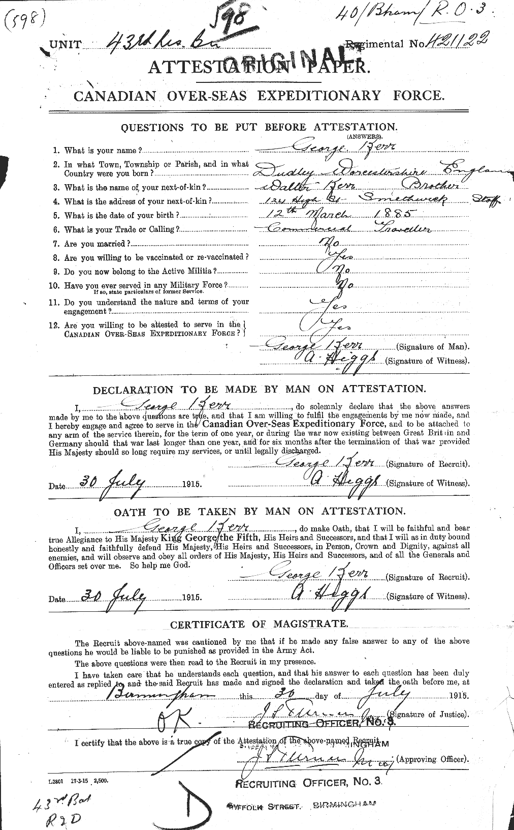 Personnel Records of the First World War - CEF 431922a