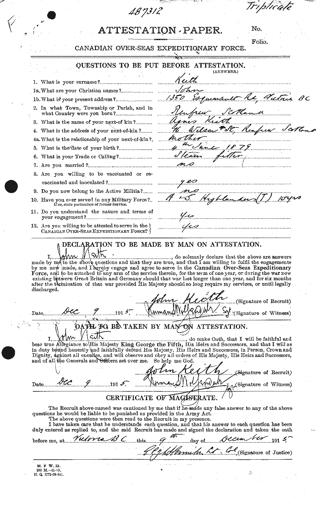 Personnel Records of the First World War - CEF 432465a