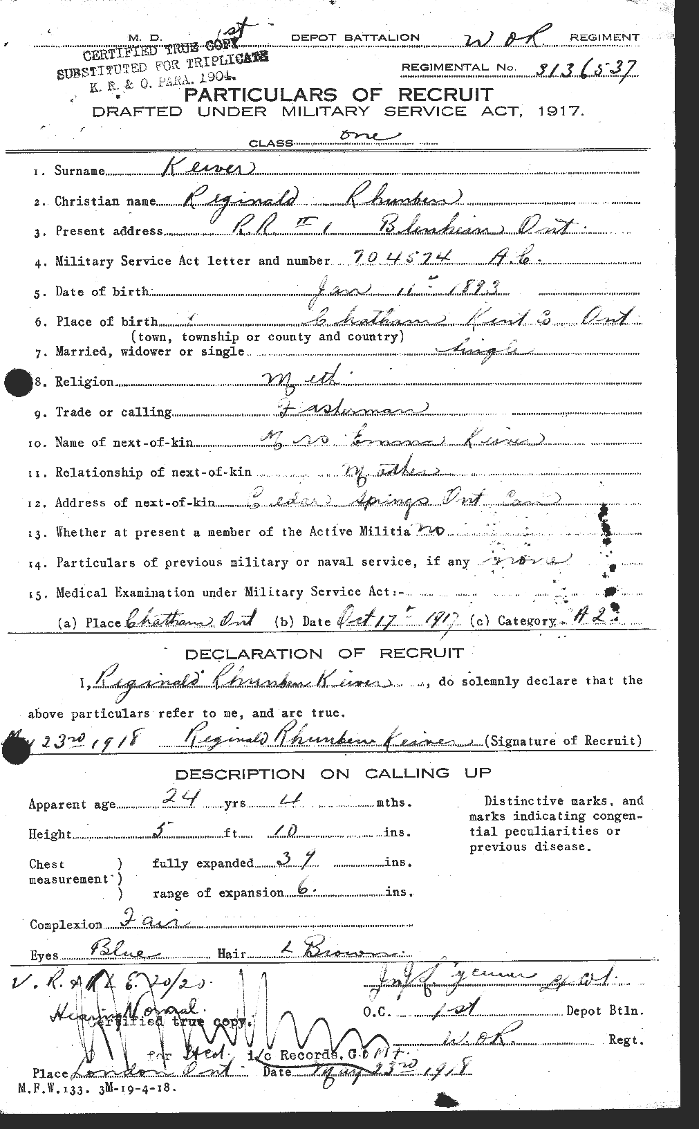 Personnel Records of the First World War - CEF 432524a