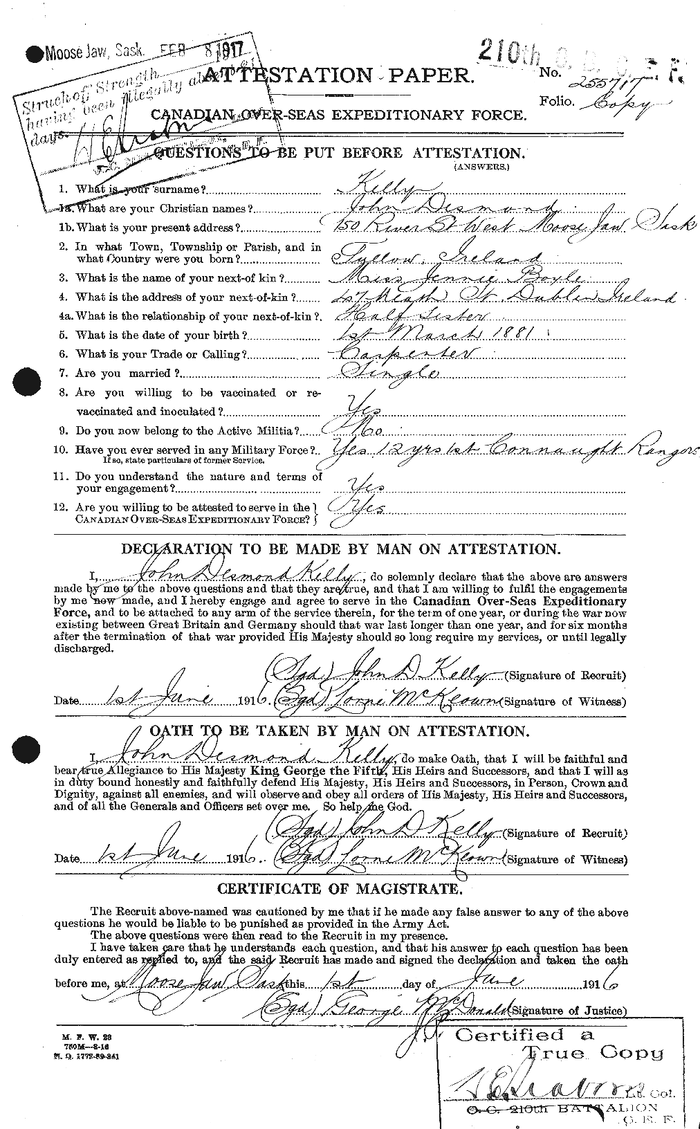 Personnel Records of the First World War - CEF 433539a